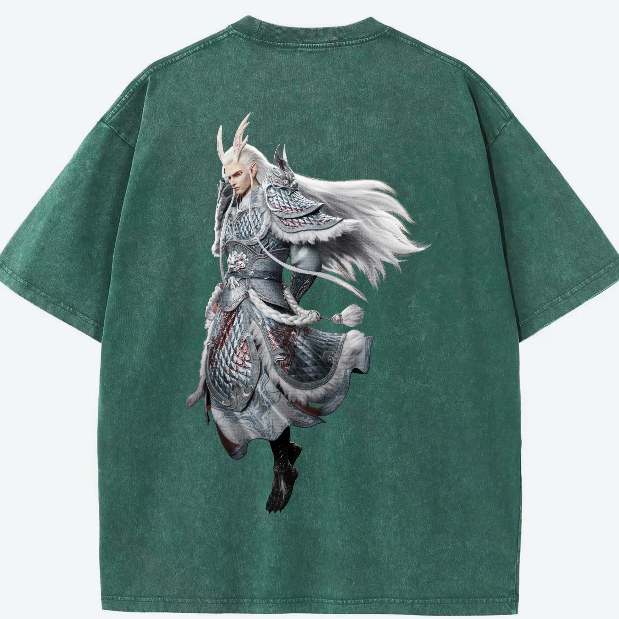（画像用） Ne Zha 2 ナタ 魔童の大暴れ 綿100% ヴィンテージ風 半袖Tシャツ（背面プリント）